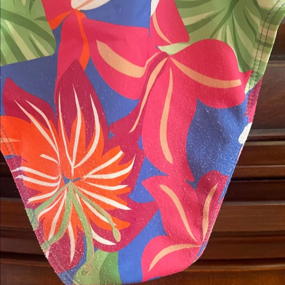 Janie and Jack Bright Floral One-Piece Swimsuit with Pink Rosette